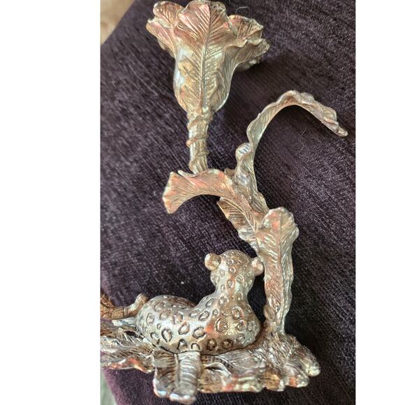 1990's Arthur Court candle holders, vintage set, Leopard and Elephant - Picture 9 of 14